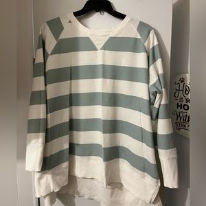 Maurice’s sage green/cream striped sweatshirt. Worn once